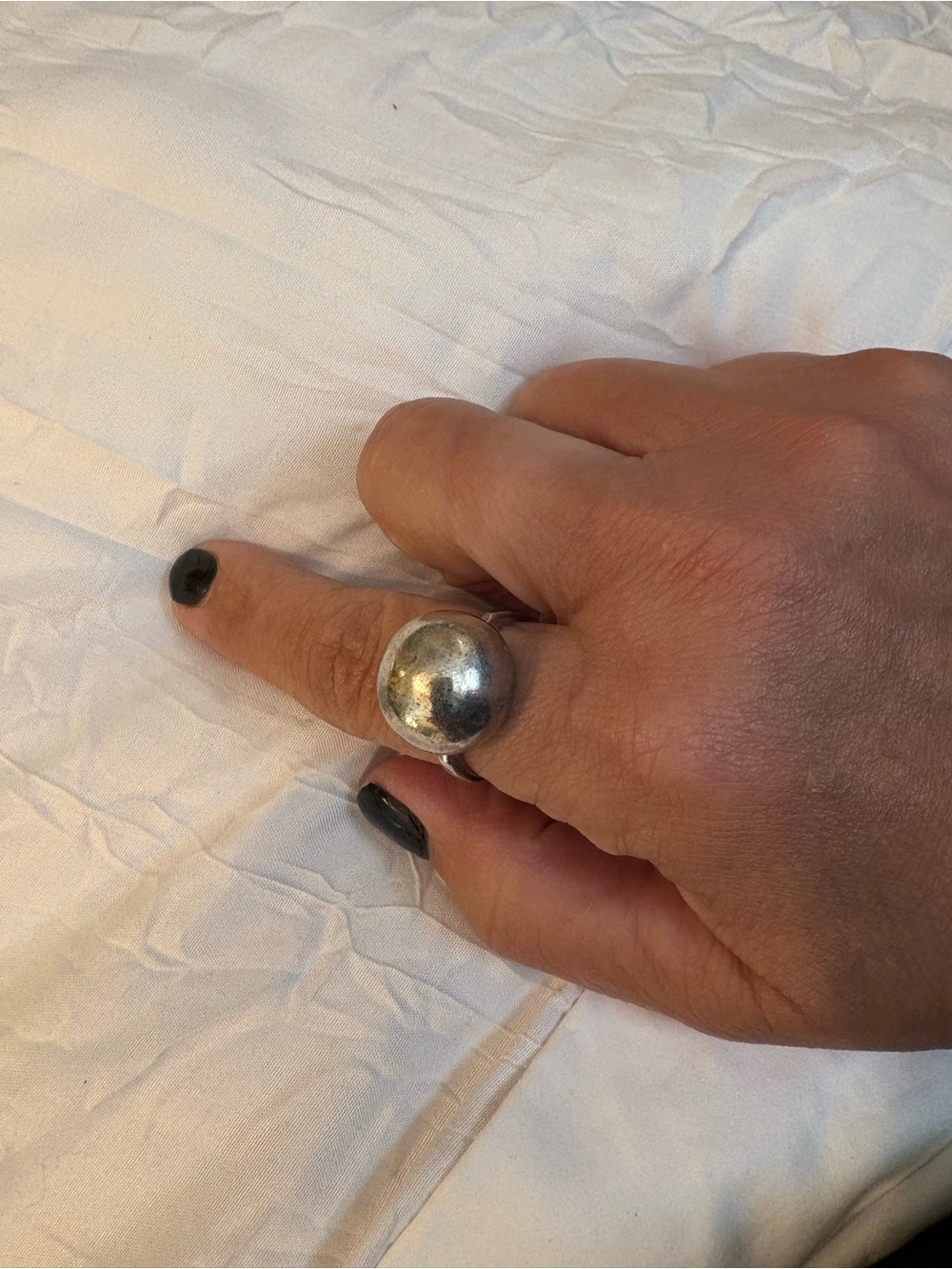 Sterling Silver Dome Cocktail Ring - Silver size 10